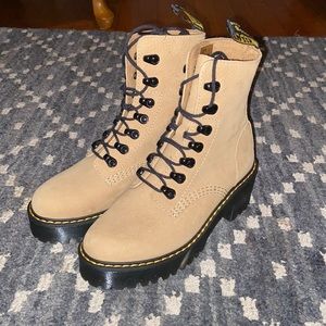 Dr Martens Leona Nubuck Leather Lace Up Boots